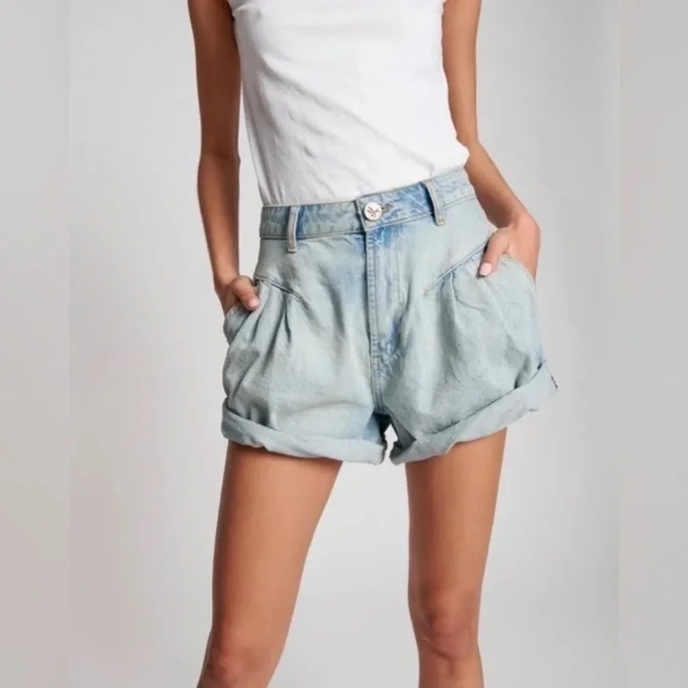 One Teaspoon Casanova Streetwalker High Waist Denim Shorts Sz 24 Rolled Hem